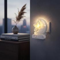 Luz Noturna Suave Led Estrela Lua Abajur Tomada Quarto Bebê Luz Noturna Suave Led Estrela Lua Abajur Tomada Quarto Bebê