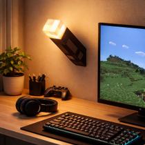 Luz Noturna Tocha Minecraft LED Recarregável 500mAh 3 Modos Iluminação Ambiente Parede Gamer TOCHA-M