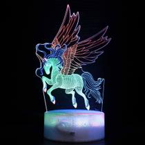 Luz noturna Unicorn 3D com controle remoto LED tricolor