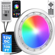 Luz para piscina FixOasis LED RGB 10" 60W 12V com controle remoto e app