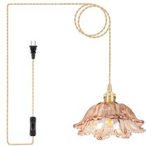 Luz pendente Loiogohot Plug em vidro âmbar E26 60W 79cm