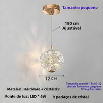 Luz Pendente Pequena De Cristal K9 Luxuosa Moderna Quente Para Quarto Cabeceira Restaurante Bauhinia