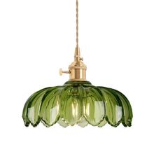 Luz pendente Shenmoly Green Scindapsus Glass Abajur