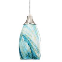 Luz pendente: vidro de arte carifina, azul soprado, misturando amarelo