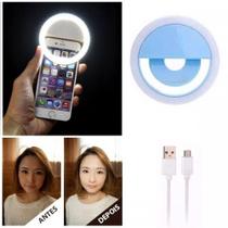 Luz Selfie Ring Light Clipe Anel Led Flash Celular AZUL