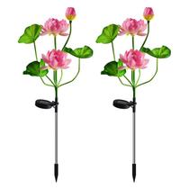 Luz solar de flor de lótus 2pcs luzes de flores solares ao ar livre luzes de decoração de quintal solar paisagem lâmpada para caminhos de gramados de pátio Luz solar de flor de lótus 2pcs luzes de flores solares ao ar livre luzes de decoração de quintal solar paisagem lâmpada para caminhos de gramados de pátio