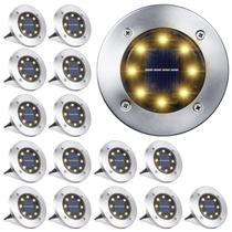 Luz solar de solo LYHOPE, pacote com 16, 8 LED à prova d'água (branca quente)