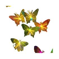 Luz Solar LED Em Forma De Borboleta Com 6 Cabeças, Lâmpada De Decoração Para Jardim E Atmosfera Ao