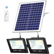 Luz Solar LED Para Jardim Externa À Prova d'Água Com Controle Remoto, Holofote Solar Super Brilhante