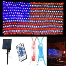 Luzes de bandeira americana movidas a energia solar FUNIAO 420 LED