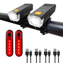 Luzes de Bicicleta Recarregáveis USB-C KunHe Kit com 4 Peças à Prova d'Água Luzes de Bicicleta Recarregáveis USB-C KunHe Kit com 4 Peças à Prova d'Água