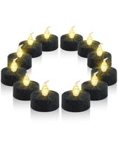 Luzes de chá LED Finecombuy 12 peças de glitter preto com temporizador