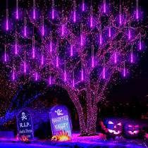 Luzes de chuva de meteoros Purtuemy Halloween 8 tubos roxos