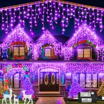 Luzes de corda ao ar livre Nielfoi 10m 400 LED Purple Icicle