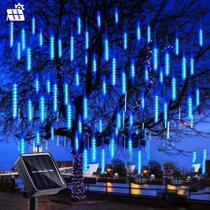 Luzes De Corda De Chuva De Meteoros Solares À Prova D'água De 30cm 192LEDs 8 Tubos De Luzes De Fadas