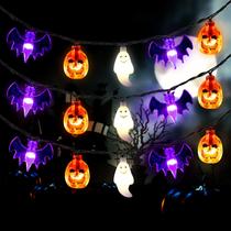 Luzes de corda de Halloween Mosoan 20 pés 30 LED 3D Pumpkin Bat Ghost