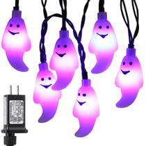 Luzes de corda de Halloween RECESKY 60 LEDs Purple Ghost de 6,1 m