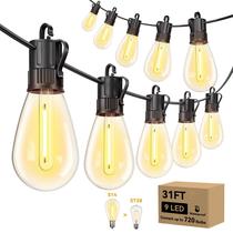 Luzes de corda externas Minetom 31FT LED com 9 lâmpadas vintage