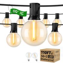 Luzes de corda externas OHLUX 110FT com 58 lâmpadas LED G40 2200K Luzes de corda externas OHLUX 110FT com 58 lâmpadas LED G40 2200K