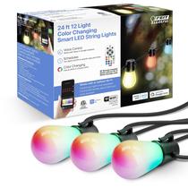 Luzes de corda inteligentes para exteriores com LED elétrico de 24 pés e 12 cores