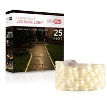 Luzes de corda LED UltraPro 25 pés, branco quente, 3000 K, interior/exterior