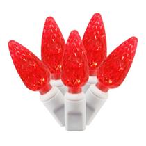 Luzes de corda LED Vickerman 100 Light C6 vermelhas sobre fio branco Luzes de corda LED Vickerman 100 Light C6 vermelhas sobre fio branco