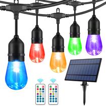 Luzes de corda solares externas WENFENG 48FT RGB com controle remoto