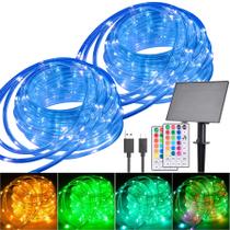 Luzes de corda solares Nazuwke 30m 300 LED 18 cores impermeáveis Luzes de corda solares Nazuwke 30m 300 LED 18 cores impermeáveis
