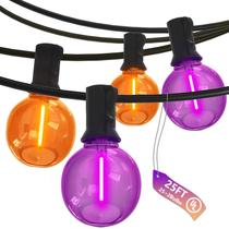 Luzes de corda SUNSGNE G40 LED de 25 pés com 27, laranja transparente, roxo Luzes de corda SUNSGNE G40 LED de 25 pés com 27, laranja transparente, roxo