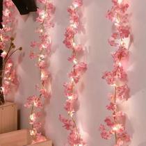 Luzes De Cordão Com Flores De Cerejeira 20 LEDs 2M Para Decoração De Festas, Casamentos, Natal E Ano