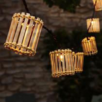 Luzes de cordão com lanternas de bambu AVAMERY para área externa, à prova dágua Luzes de cordão com lanternas de bambu AVAMERY para área externa, à prova dágua