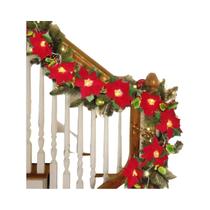Luzes De Cordão Florais De Poinsettia Vermelha, Alimentadas Por Bateria, Guirlanda De Plástico Luzes De Cordão Florais De Poinsettia Vermelha, Alimentadas Por Bateria, Guirlanda De Plástico