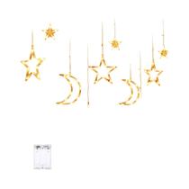 Luzes De Cordão LED Em Forma De Estrela E Lua, Alimentadas Por Bateria Solar, Lâmpada De Cortina Luzes De Cordão LED Em Forma De Estrela E Lua, Alimentadas Por Bateria Solar, Lâmpada De Cortina