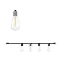 Luzes De Cordão LED Para Exterior ST38 Com Lâmpadas De Plástico Para Decoração De Pátio, Terraço,