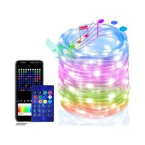 Luzes De Cordão LED RGB Com Controle Remoto via App WS2812B, IC Inteligente Endereçável, Decoração