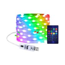 Luzes De Cordão LED USB De 20M Com Controle Bluetooth E APP, Luzes De Fada RGBIC Endereçáveis Para