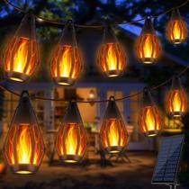 Luzes de cordão Solar Flame iBaycon 13 m 15 LEDs à prova dágua Luzes de cordão Solar Flame iBaycon 13 m 15 LEDs à prova dágua