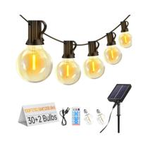 Luzes De Cordão Solares Impermeáveis Para Exterior G40 10m 30m Controle Remoto Para Pátio Quintal