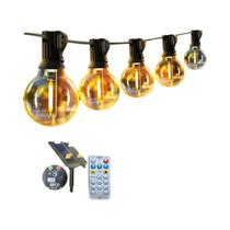 Luzes De Cordão Solares Para Exterior LED Com Lâmpadas Globo Inquebráveis, Controle Remoto, IP65 À