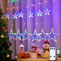 Luzes de cortina de estrelas de Natal Minetom 138 LED 12 estrelas