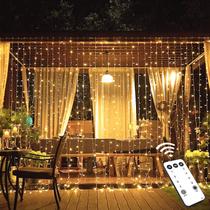 Luzes de cortina de Natal JMEXSUSS 600 LED Outdoor Warm White