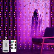 Luzes de cortina echosari Halloween 300 LED roxo laranja Luzes de cortina echosari Halloween 300 LED roxo laranja