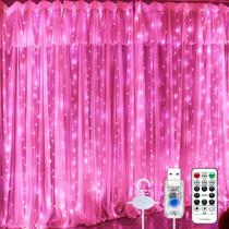 Luzes de cortina SINAMER 600LED rosa 6x3 m Fairy String