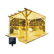 Luzes De Cortina Solar À Prova d'Água Com 300 LEDs, 8 Modos, Fitas De Luz Para Jardim, Janela, Luzes De Cortina Solar À Prova d'Água Com 300 LEDs, 8 Modos, Fitas De Luz Para Jardim, Janela,