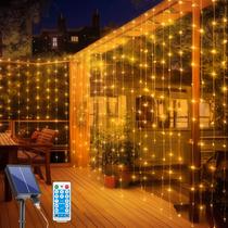 Luzes de cortina solar QLIRJAD 6x3m 600LED 8 modos à prova d'água Luzes de cortina solar QLIRJAD 6x3m 600LED 8 modos à prova d'água