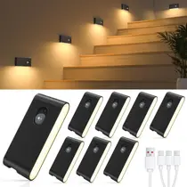 Luzes de escada com sensor de movimento WILLED Indoor Recarregáveis, pacote com 8