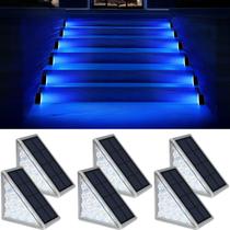 Luzes de escada solares AUDLES, pacote com 6 LED de cor azul, IP67 Luzes de escada solares AUDLES, pacote com 6 LED de cor azul, IP67