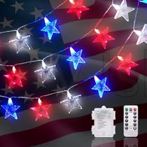 Luzes de Fada Dirnun 40 LEDs Estrelas Vermelhas, Brancas e Azuis com Controle Remoto Luzes de Fada Dirnun 40 LEDs Estrelas Vermelhas, Brancas e Azuis com Controle Remoto