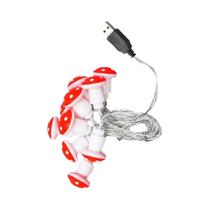 Luzes de Fada LED Cogumelo - 20 LEDs USB e Bateria - Decoração para Festa e Natal