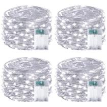 Luzes de Fada LED - Pacote com 4 Cordões de 16m (50 LEDs) - Branco Frio - Bateria